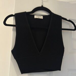 Sara Black Ribbed Women's Top